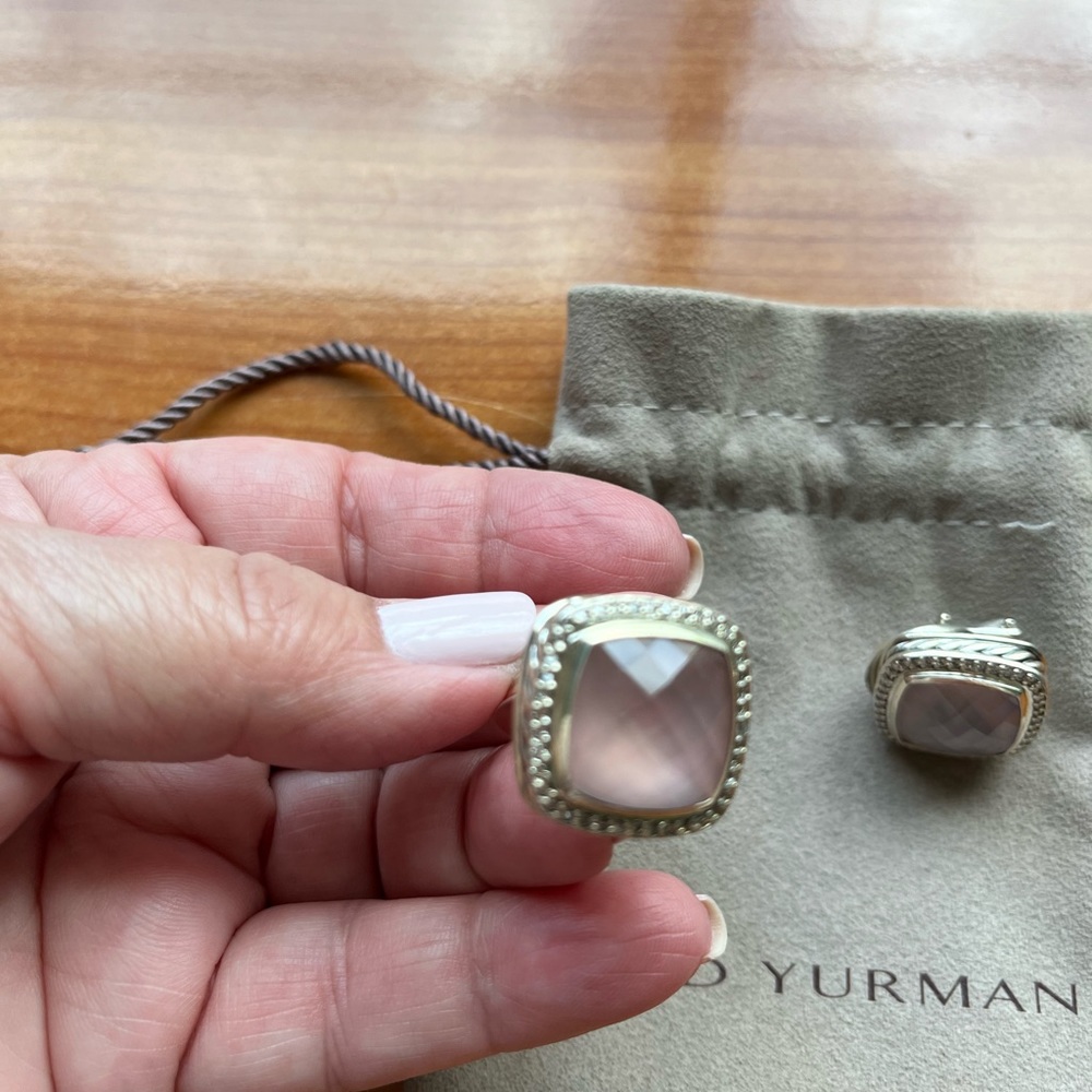 David Yurman Silver and Pink Earrings